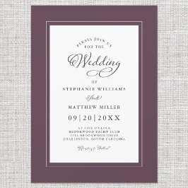 Elegant lila bröllop Chic kalligrafi manus     Inbjudningar