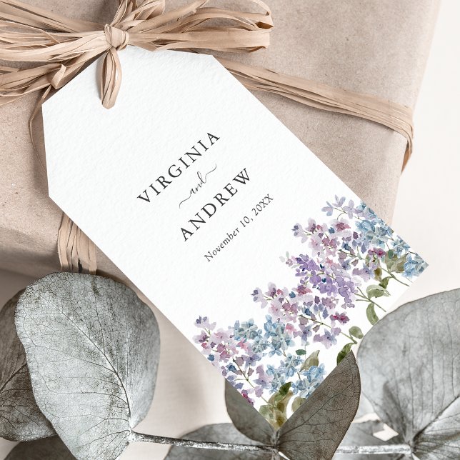 Elegant Lila Bröllop Presentetikett (Elegant Lilac Floral Wedding Gift Tags by Painted Paperie
)
