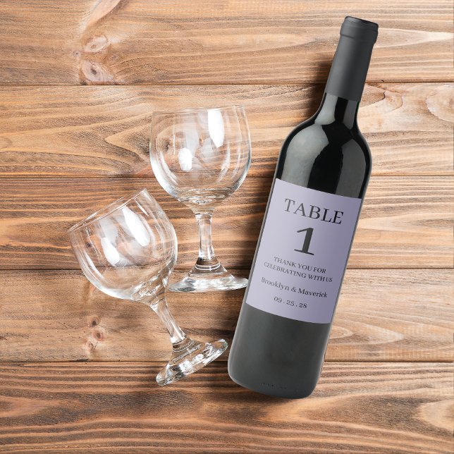 Elegant Lila Bröllop Vinflaska Etikett (Skapare uppladdad)