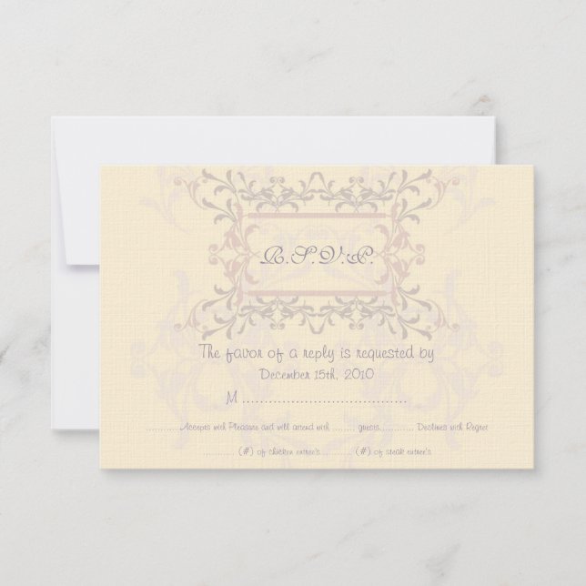 Elegant lila bröllops-RSVP-kort Inbjudningar (Framsida)