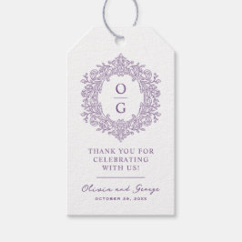 Elegant Lila Bröllopsmonogram från Släktens Samlin Presentetikett