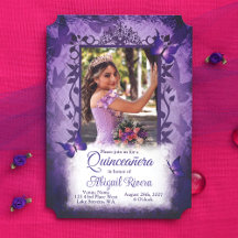 Elegant Lila Butterflies Quinceanera Princess