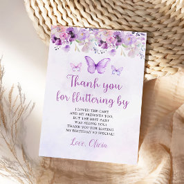 Elegant Lila Butterfly 1:a födelsedagen Party Tack Kort