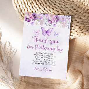 Elegant Lila Butterfly 1:a födelsedagen Party Tack Kort