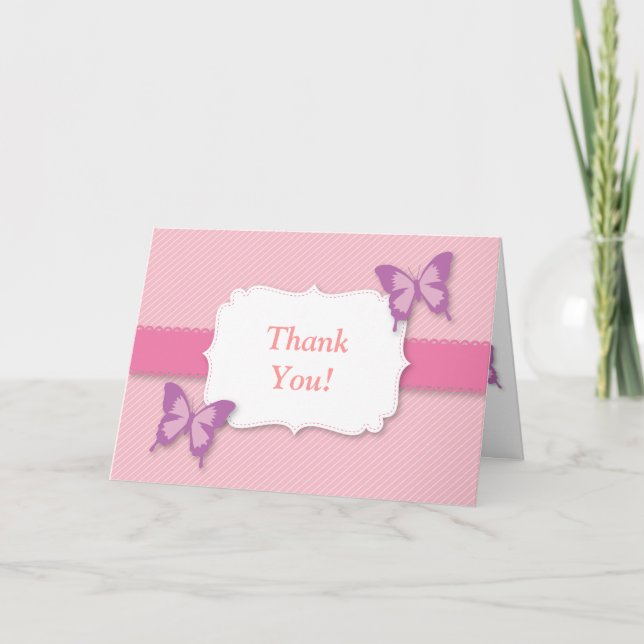 Elegant Lila Butterfly tack vare babyduschen (Framsida)