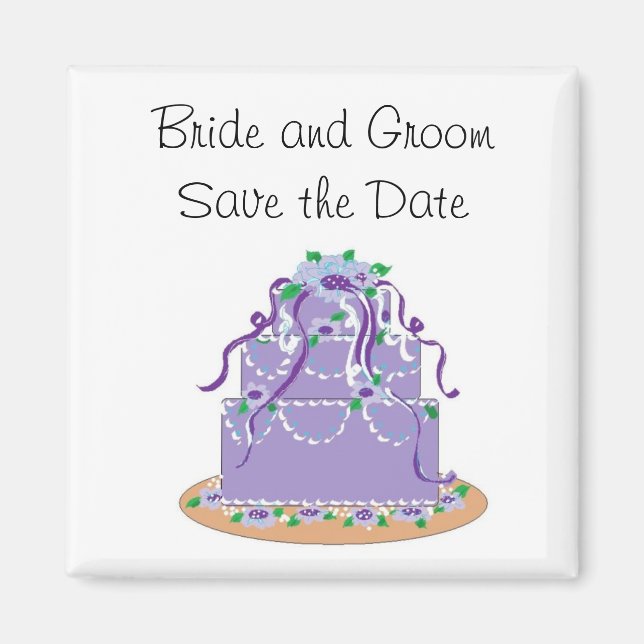 Elegant Lila Cake Save Date (Spara datum) Magnet (Framsidan)