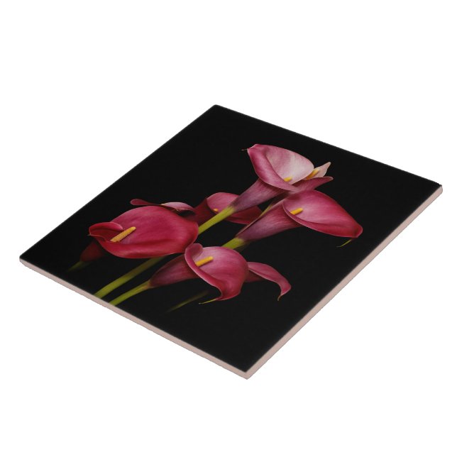 Elegant Lila Calla Lilies Kakelplatta (Sidan)