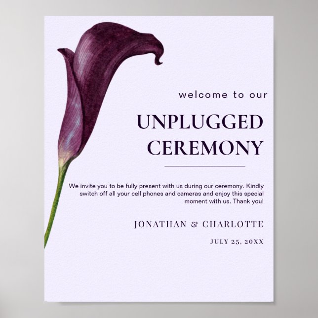 Elegant lila Calla Lily-blomma Bröllop Poster (Framsidan)