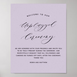 Elegant Lila Ceremony Bröllop Sign-Pugged Poster