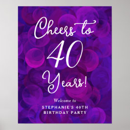 Elegant Lila Cheers till 40 år 40 födelsedagar Poster