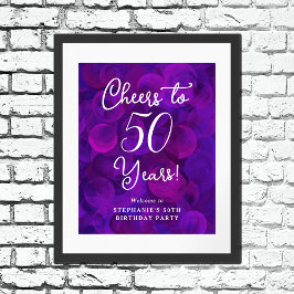 Elegant Lila Cheers till 50 år 50:e födelsedagen Poster