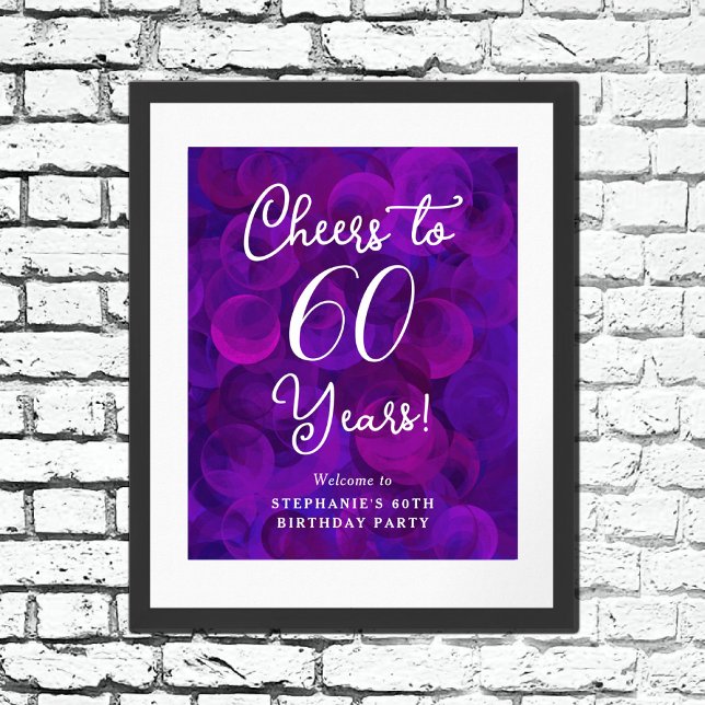 Elegant Lila Cheers till 60 år 60 födelsedagar Poster (Skapare uppladdad)