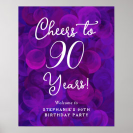 Elegant Lila Cheers till 90 års 90:e födelsedag Poster