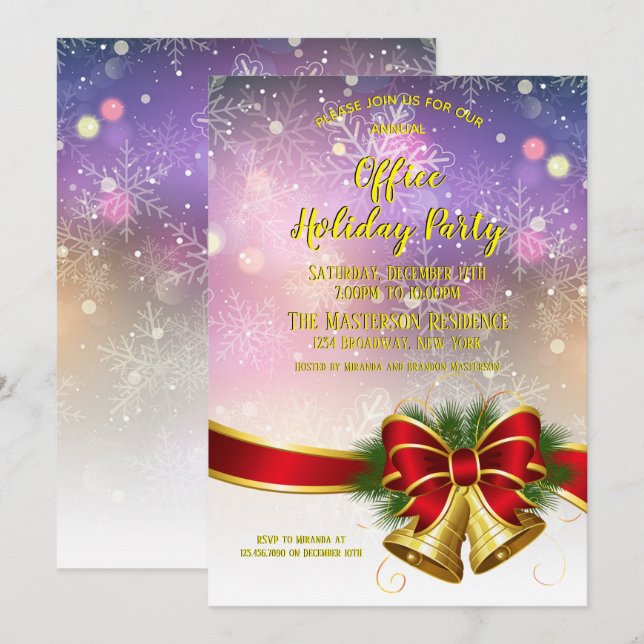 Elegant Lila Company Julfest Inbjudningar (Fram/baksida)