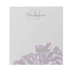 Elegant lila dahlia-blommor monogram, eget namn anteckningsblock