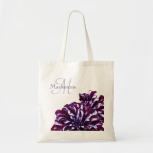 Elegant lila dahlia-blommor monogram, eget namn tygkasse