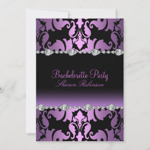 Elegant Lila Damask Bachelorette Inbjudan