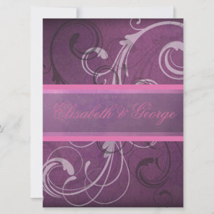 Elegant Lila Damask Swirls Grunge Effekt Inbjudningar
