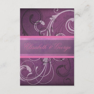Elegant Lila Damask Swirls OSA Responcards Kort
