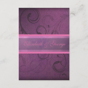 Elegant Lila Damask Swirls OSA Responcards Kort
