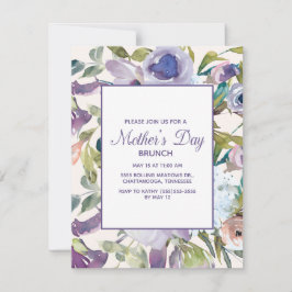 Elegant lila dammig blå blommig mors dag inbjudningar