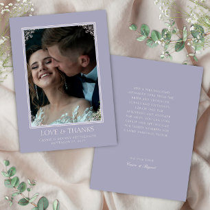 Elegant Lila Delikat Gräns Fairytale Bröllop Tack Kort