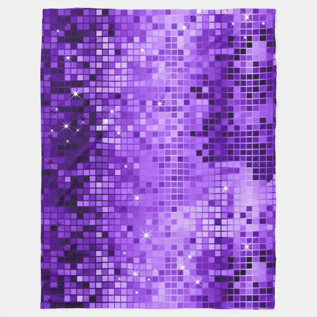 Elegant Lila Disco Glitter Retro Design Fleecefilt (Framsidan)