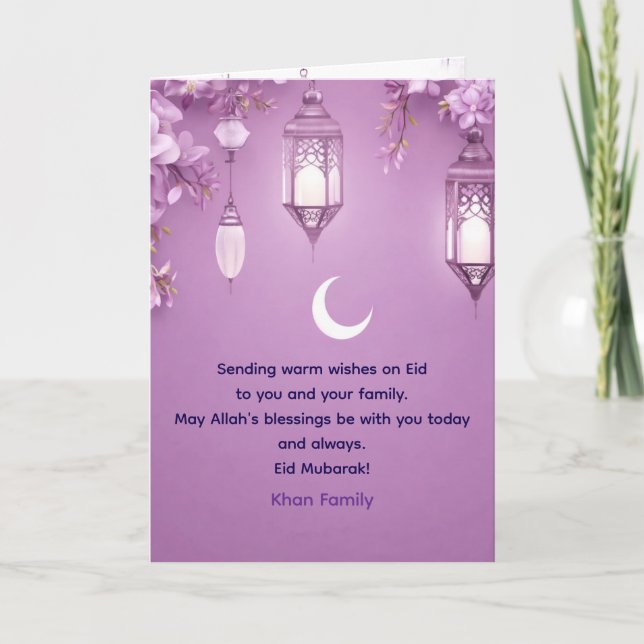 Elegant lila Eid al-Fitr- gratulationskort Kort (Framsida)