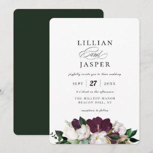 Elegant Lila Elfenbenskusten Blommigt Bouquet Bröl Inbjudningar