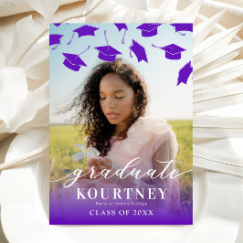 Elegant lila examensinbjudan för foton inbjudningar