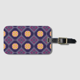 Elegant Lila Fabric med Gult Blommönster Bagagebricka