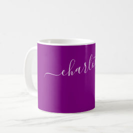 Elegant lila färg modernt namn personligt kaffemugg