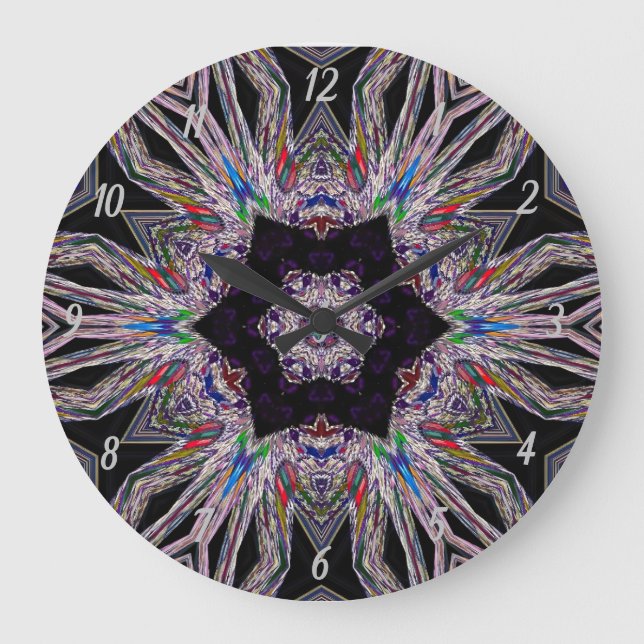 Elegant Lila Faux Gemstone Design Stor Klocka (Framsida)