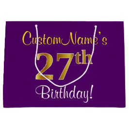 Elegant, Lila, Faux Guld 27:e födelsedagen + Namn