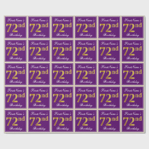Elegant, Lila, Faux Guld 72:a födelsedagen + Namn Presentpapper