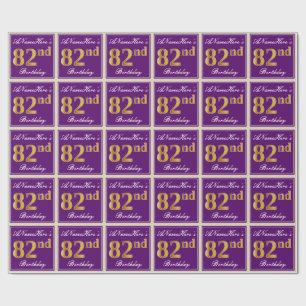 Elegant, Lila, Faux Guld 82:a födelsedagen + Namn Presentpapper