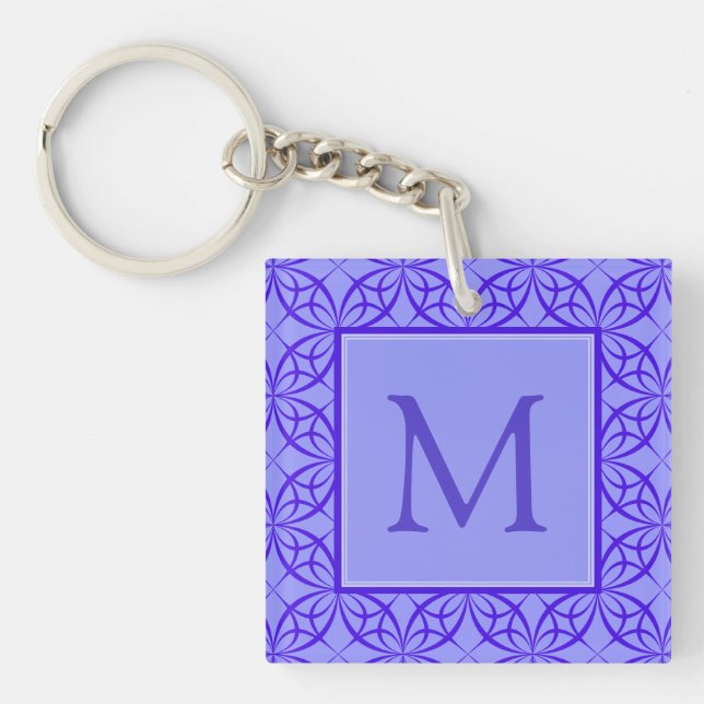 Elegant Lila Filigree Mönster Monogram (Framsidan)