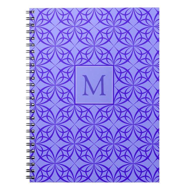 Elegant Lila Filigree Mönster Monogram Anteckningsbok (Framsidan)