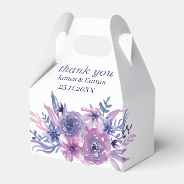 Elegant Lila Flower Customized Bröllop Presentaskar (Framsidan Sidan)