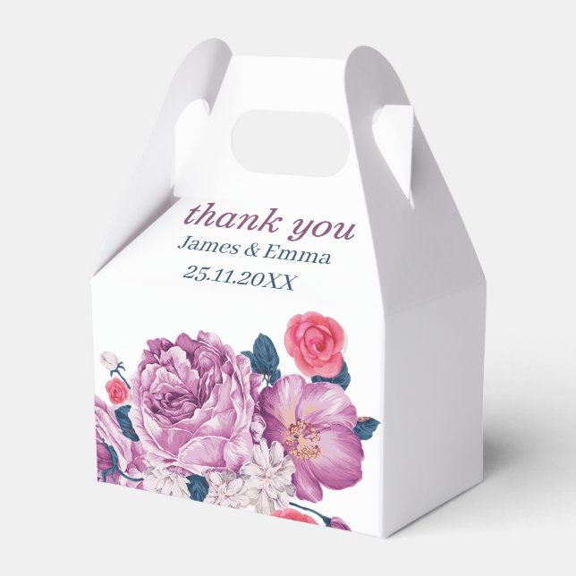 Elegant Lila Flower Customized Bröllop Presentaskar (Framsidan Sidan)