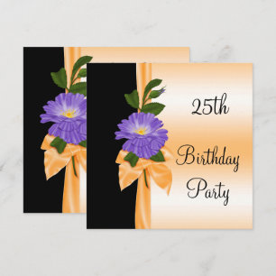 Elegant Lila Flower & Orange - menyfliksområdet 25 Inbjudningar