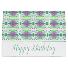 Elegant Lila Flower Patterned Gift Bag