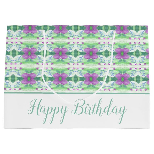 Elegant Lila Flower Patterned Gift Bag (Framsidan)