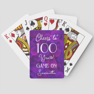 Elegant lila födelsedagsfirande i 100 år casinokort
