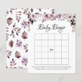 Elegant Lila Foliage Baby Bingo Game