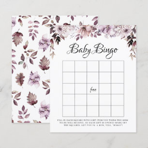 Elegant Lila Foliage Baby Bingo Game
