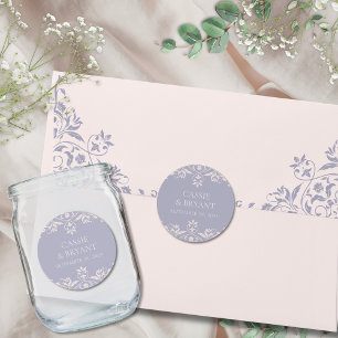 Elegant Lila Fransk Lilac Chic Bröllop Runt Klistermärke