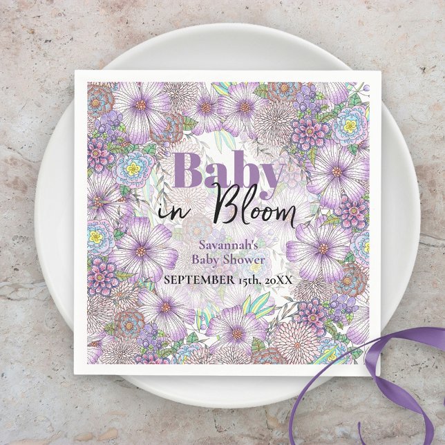 Elegant Lila Garden Flowers Baby i Bloom Pappersservett (Skapare uppladdad)