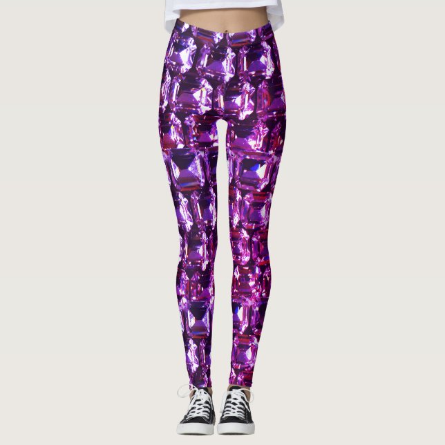 Elegant lila gemstendiamanter leggings (Framsida)