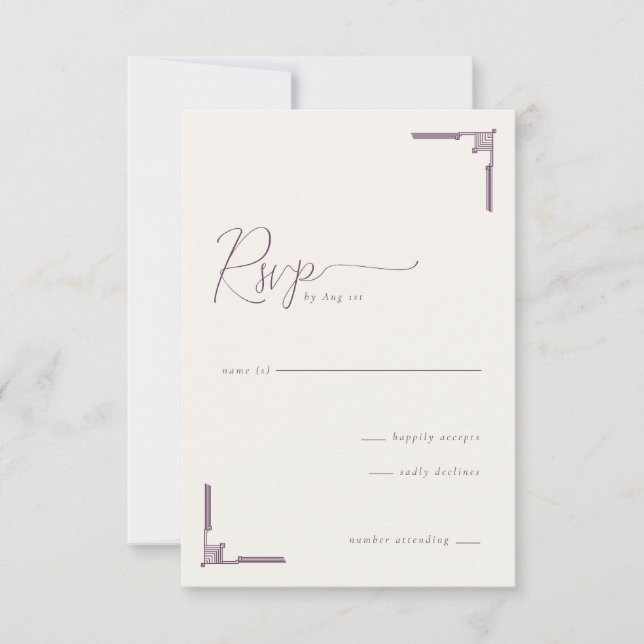 Elegant Lila Geometrisk RSVP OSA Kort (Framsida)